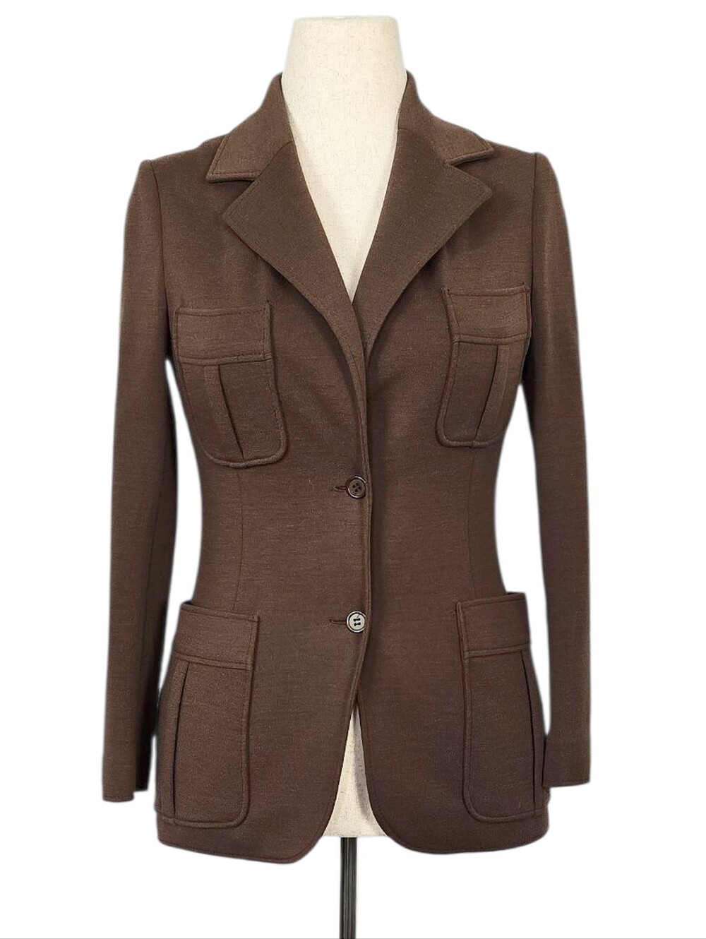 1970s Vintage Jacket 70s Blazer ILGWU Pocket Brown Small Fitted Tailored Act III